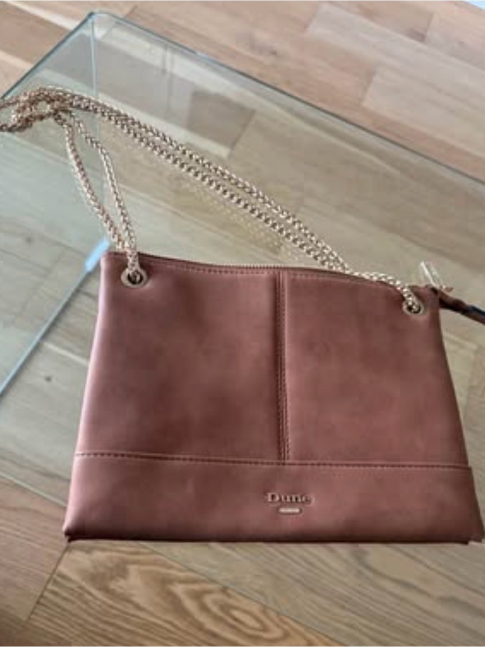 Dune London Rose Brown Shoulder Bag with Gold Chain Strap
